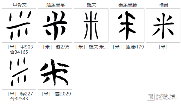 粒粒皆辛苦。甲骨文字典说字——米